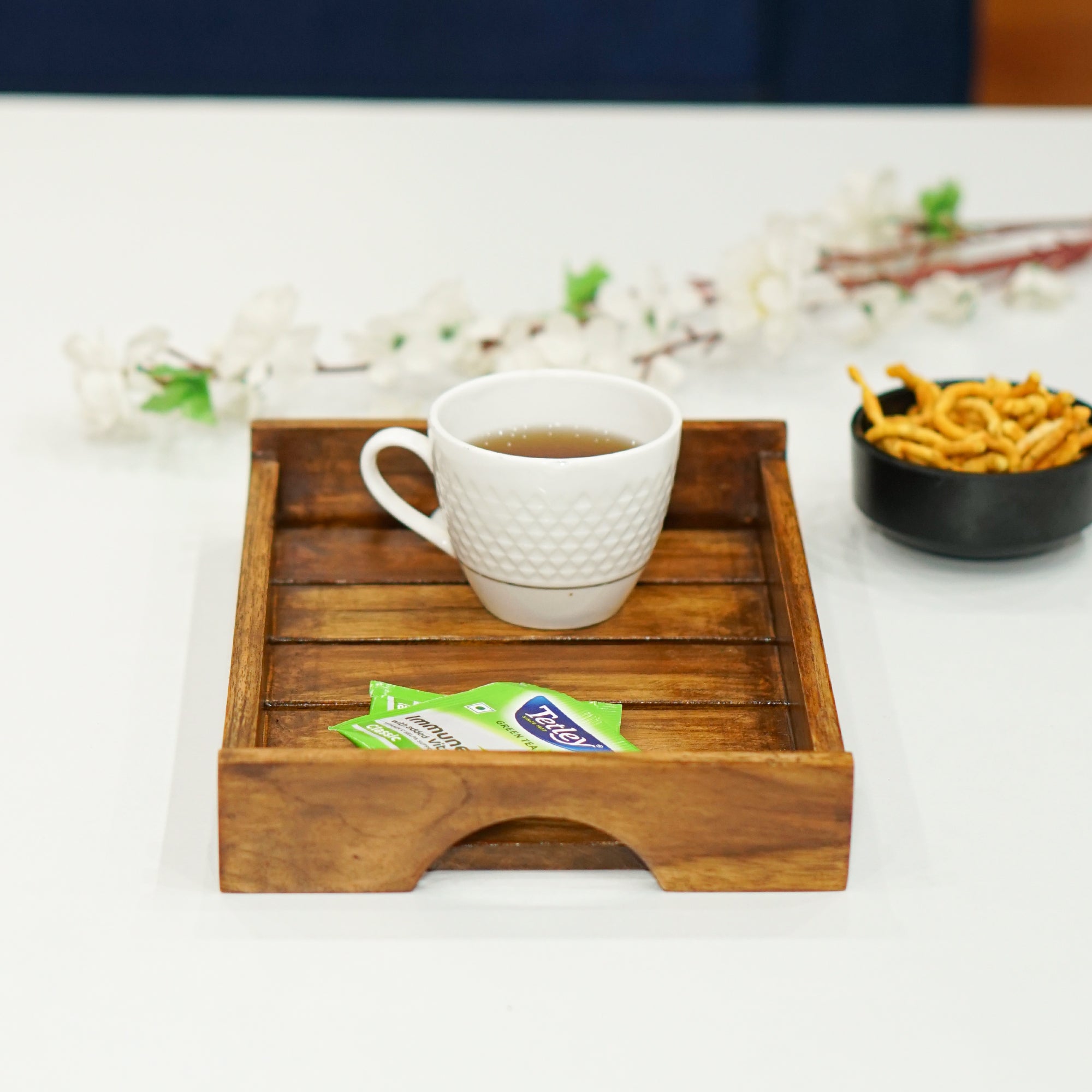 Rivora – Acacia Striped Wooden Tray Set of 2