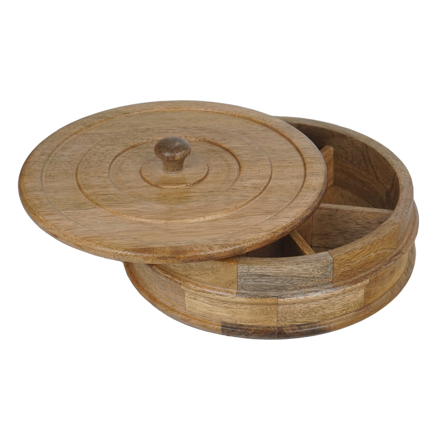 Eddy – Mango Wooden Masala Box with Beautifully Carved Lid