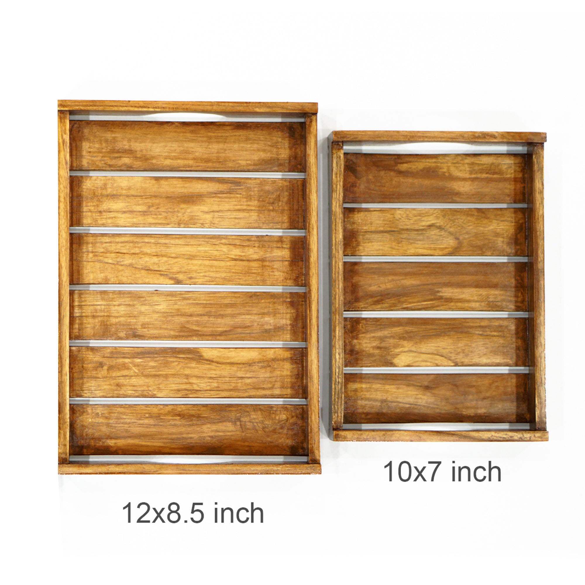 Rivora – Acacia Striped Wooden Tray Set of 2