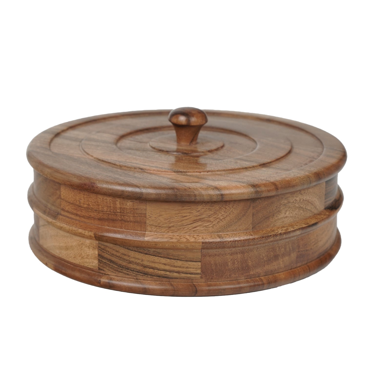 Eddy – Acacia Wooden Masala Box with Beautifully Carved Lid