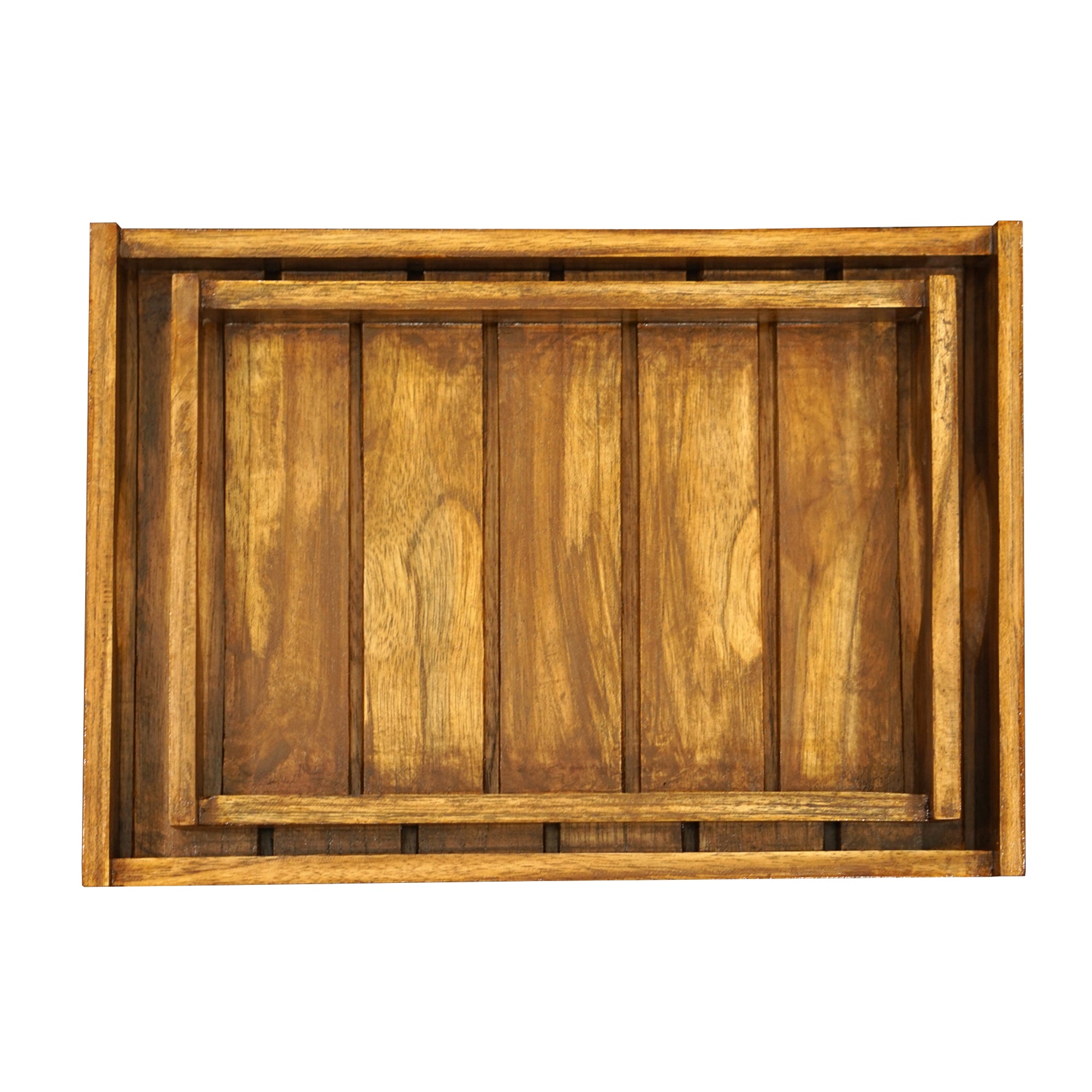 Rivora – Acacia Striped Wooden Tray Set of 2