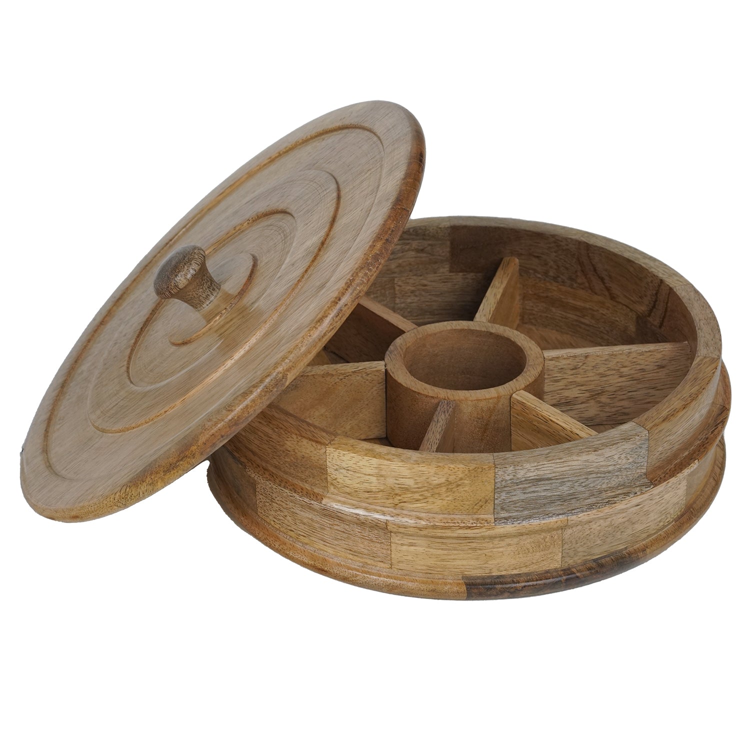 Eddy – Mango Wooden Masala Box with Beautifully Carved Lid