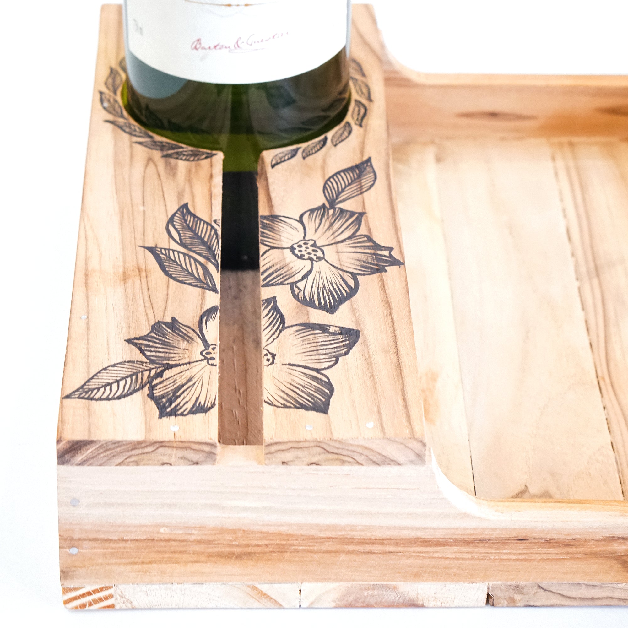 Fiorenza – Elegant Floral Printed Couple Wine Serving Tray