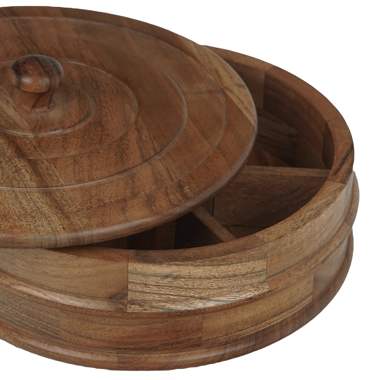 Eddy – Acacia Wooden Masala Box with Beautifully Carved Lid