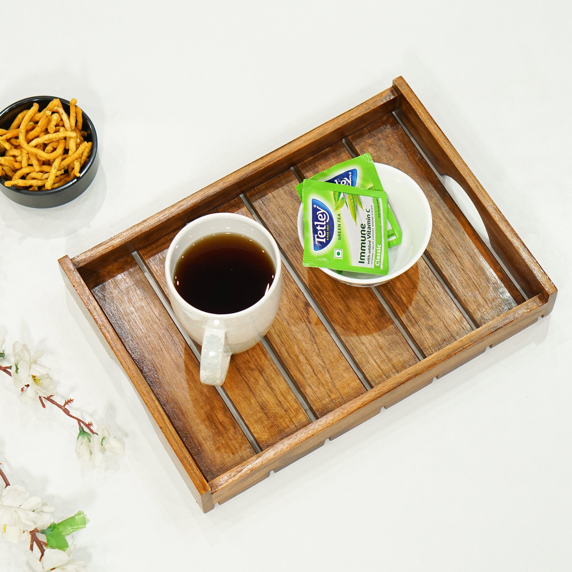 Rivora – Acacia Striped Wooden Tray Set of 2
