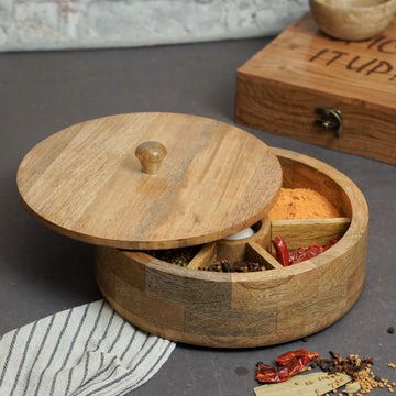 Isabella - Mango Wood Masala Box with Fix Compartment