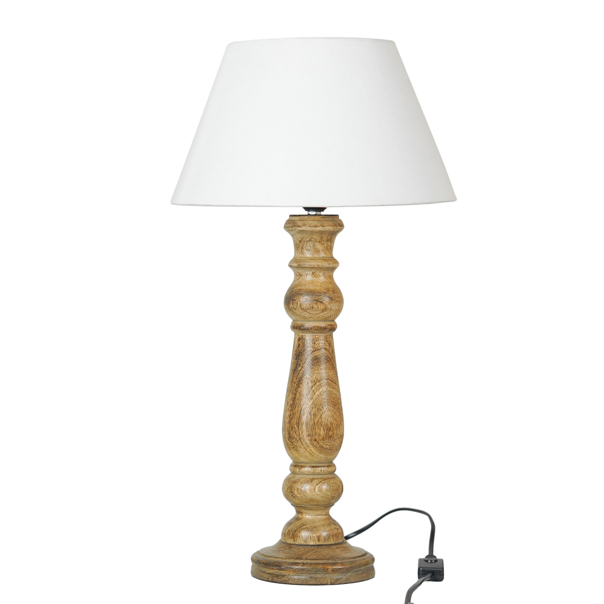 Lunera – Slim Wooden Table Lamp (Natural, Cotton Shade)