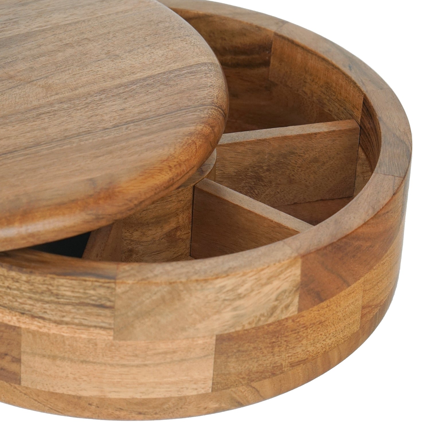 Eva – Acacia Wood Masala Box with Fixed Compartment