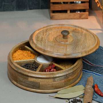 Lilly – Mango Wood Masala Box with Fix Compartments