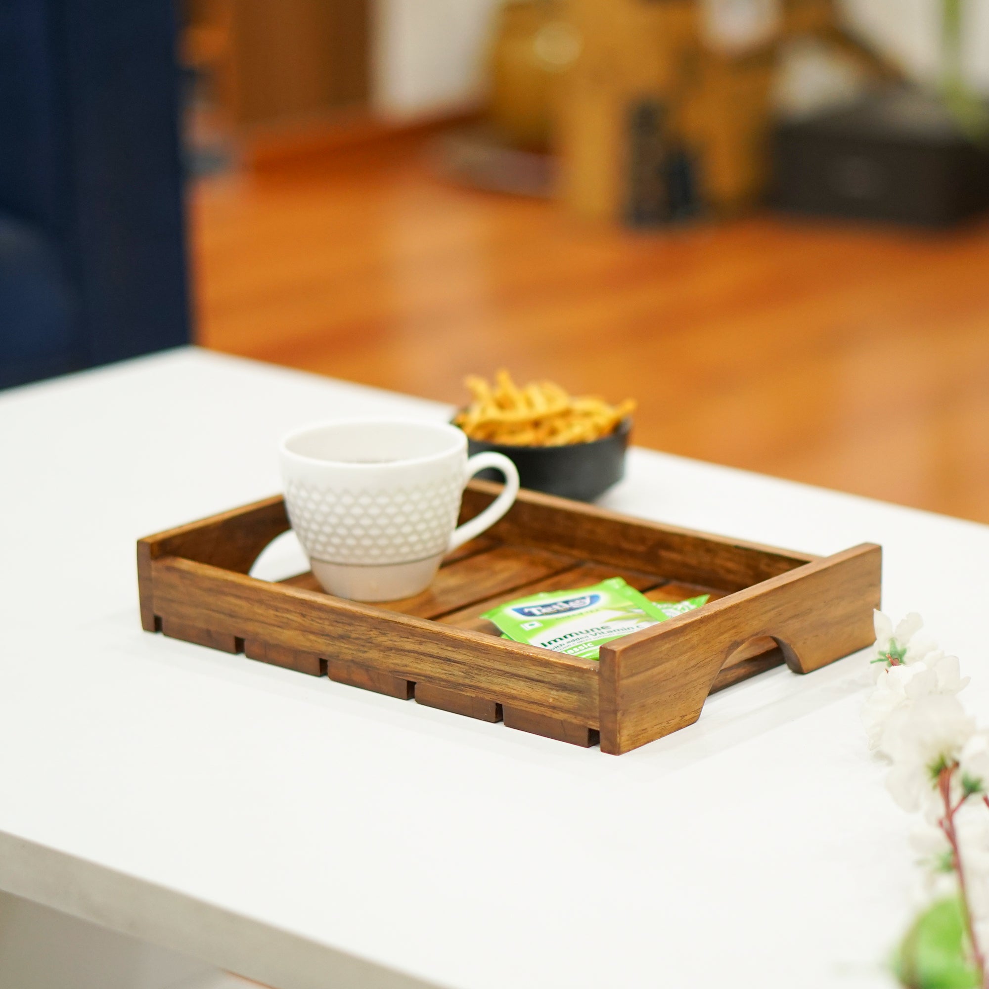 Rivora – Acacia Striped Wooden Tray Set of 2
