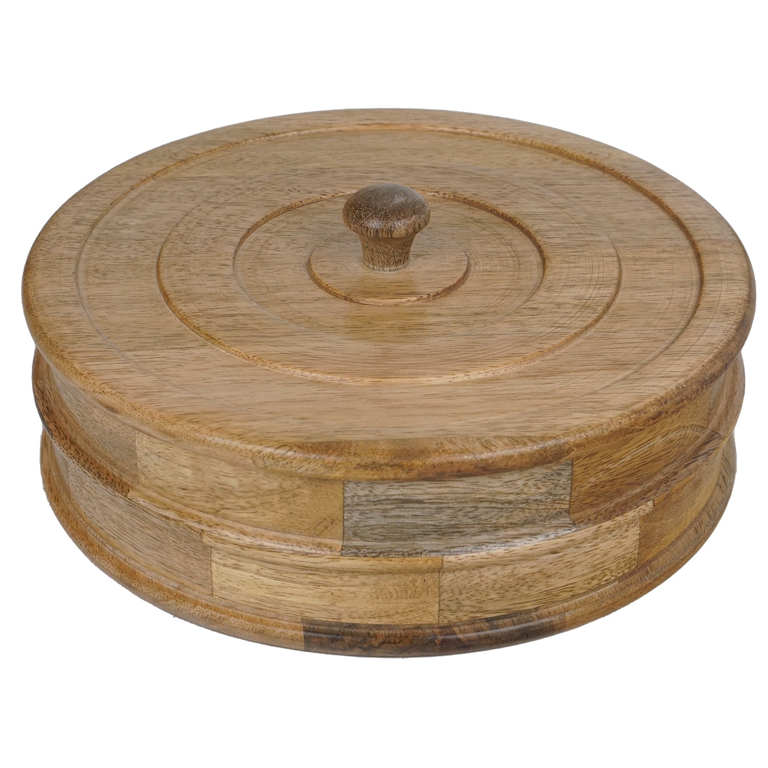 Eddy – Mango Wooden Masala Box with Beautifully Carved Lid