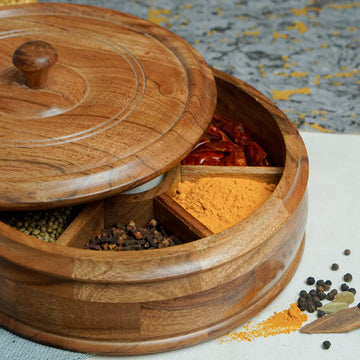 Lilly – Acacia Wooden Masala Box with Fix Compartment