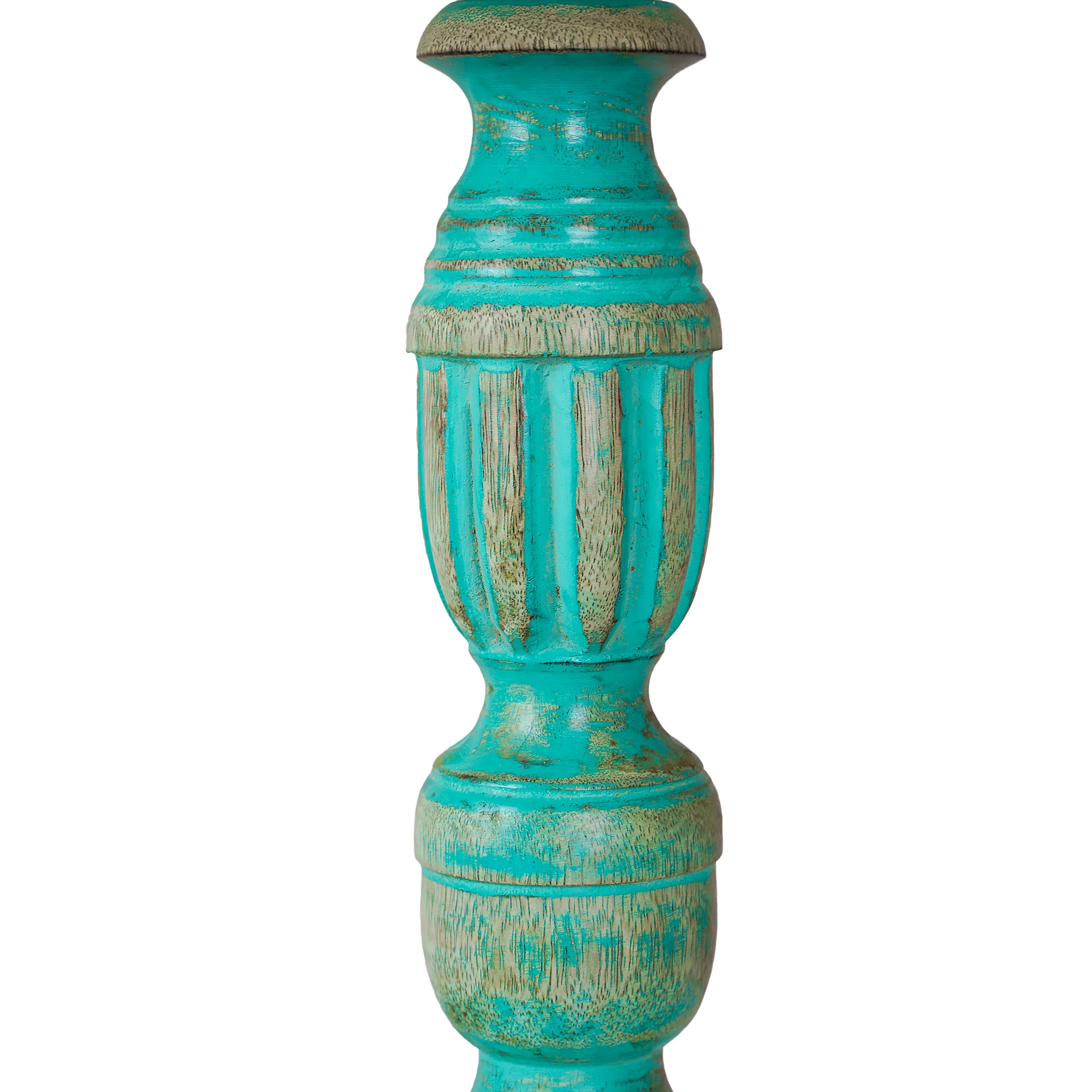 Serel – Wooden Table Lamp (Rustic Green, Cotton Shade)