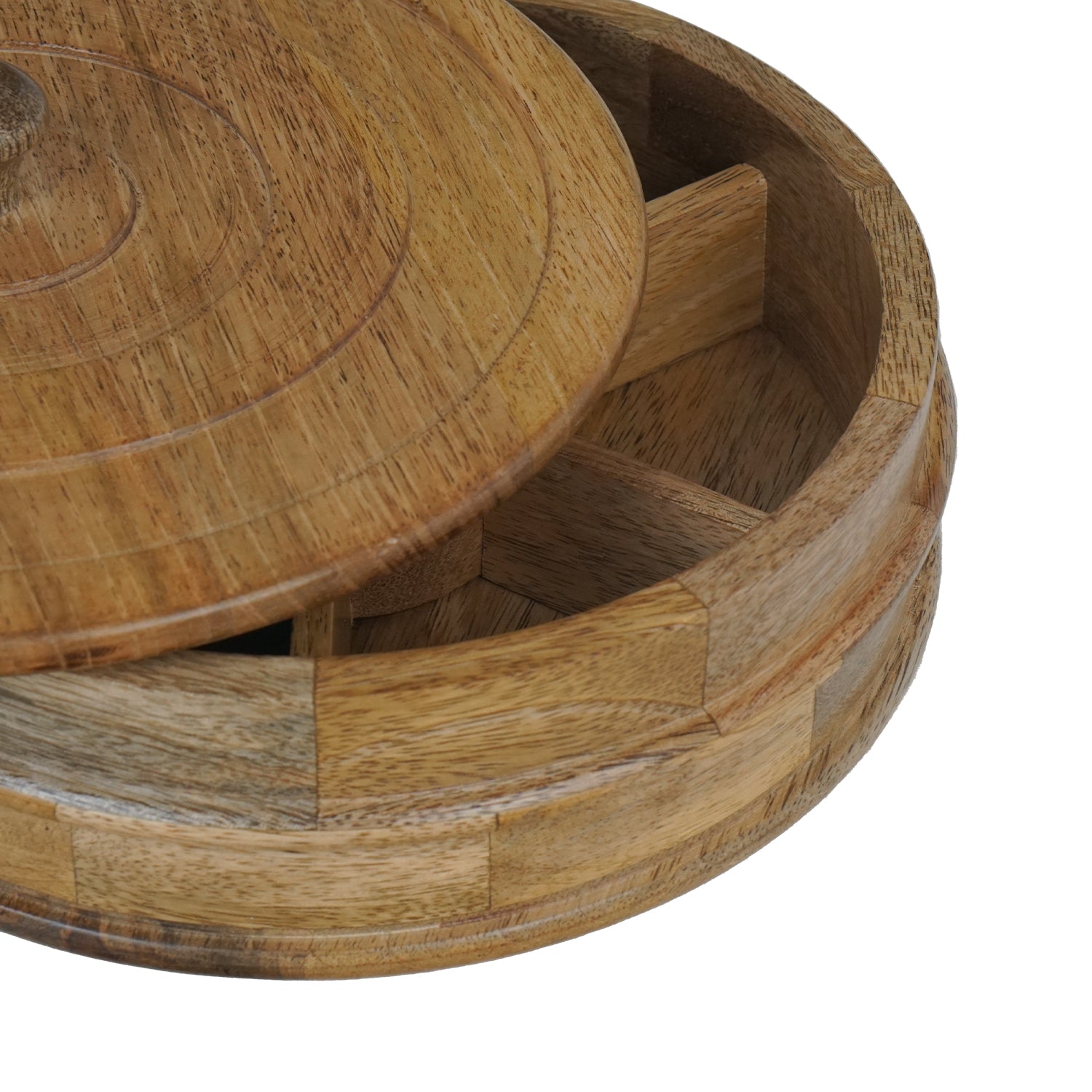 Eddy – Mango Wooden Masala Box with Beautifully Carved Lid
