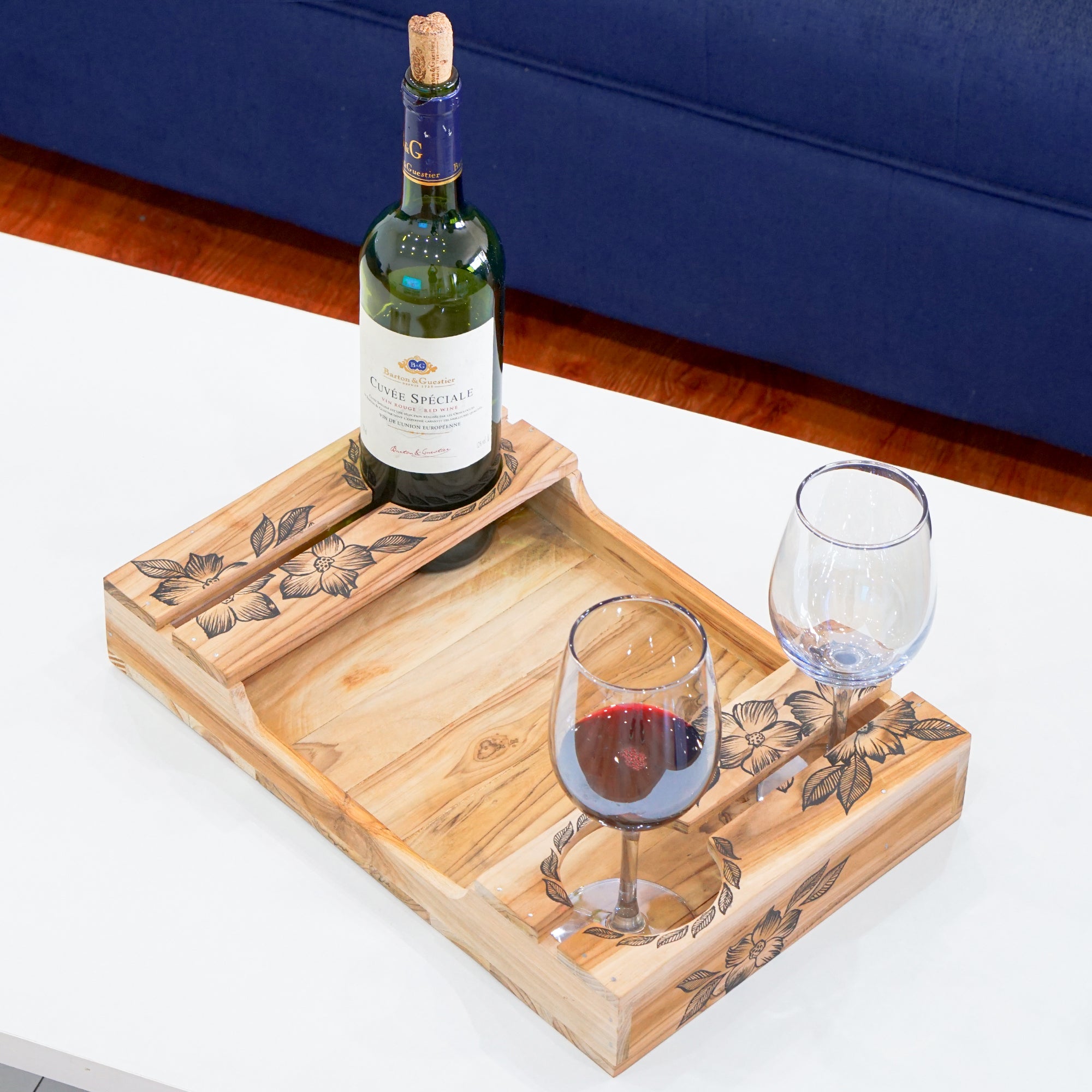 Fiorenza – Elegant Floral Printed Couple Wine Serving Tray