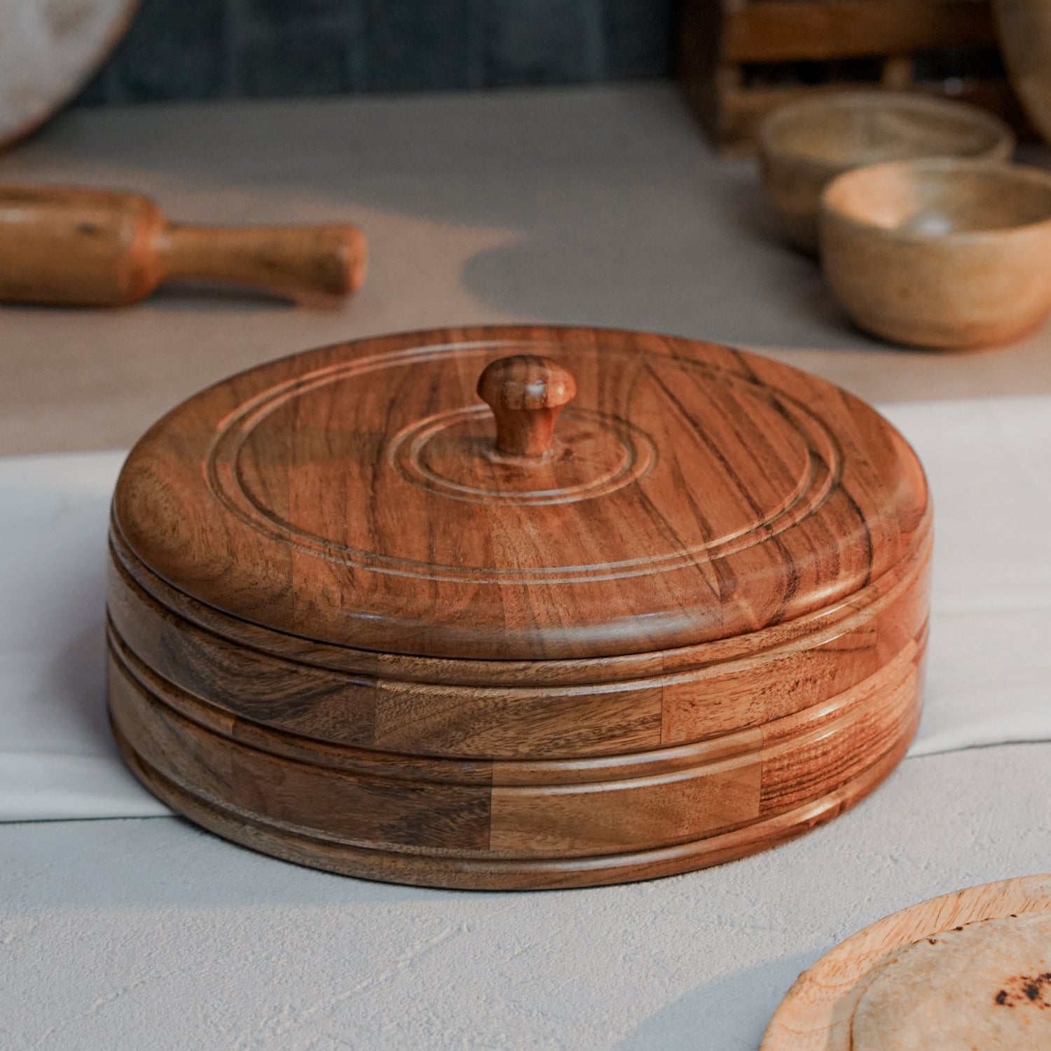 Clara – Acacia Wood Chapati Box
