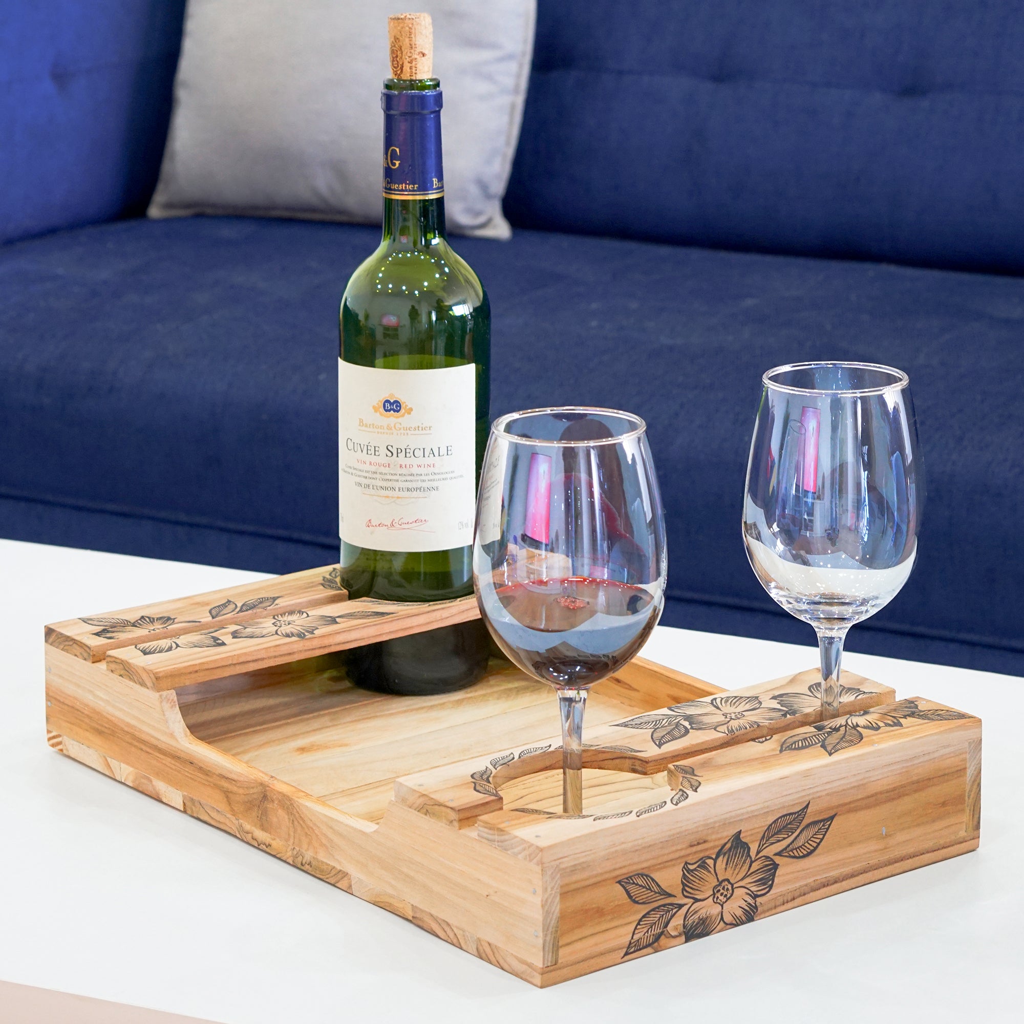 Fiorenza – Elegant Floral Printed Couple Wine Serving Tray