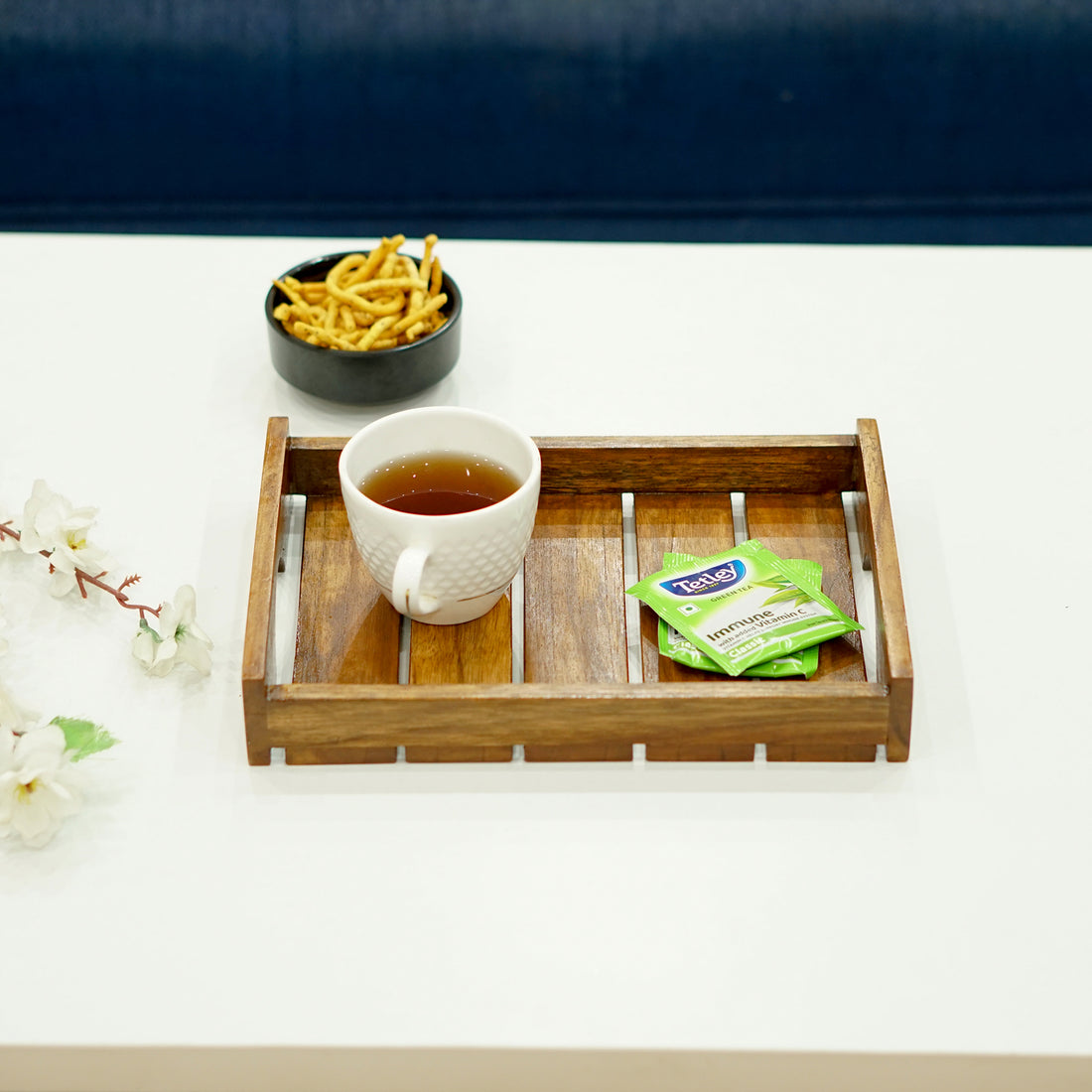 Rivora – Acacia Striped Wooden Tray Set of 2