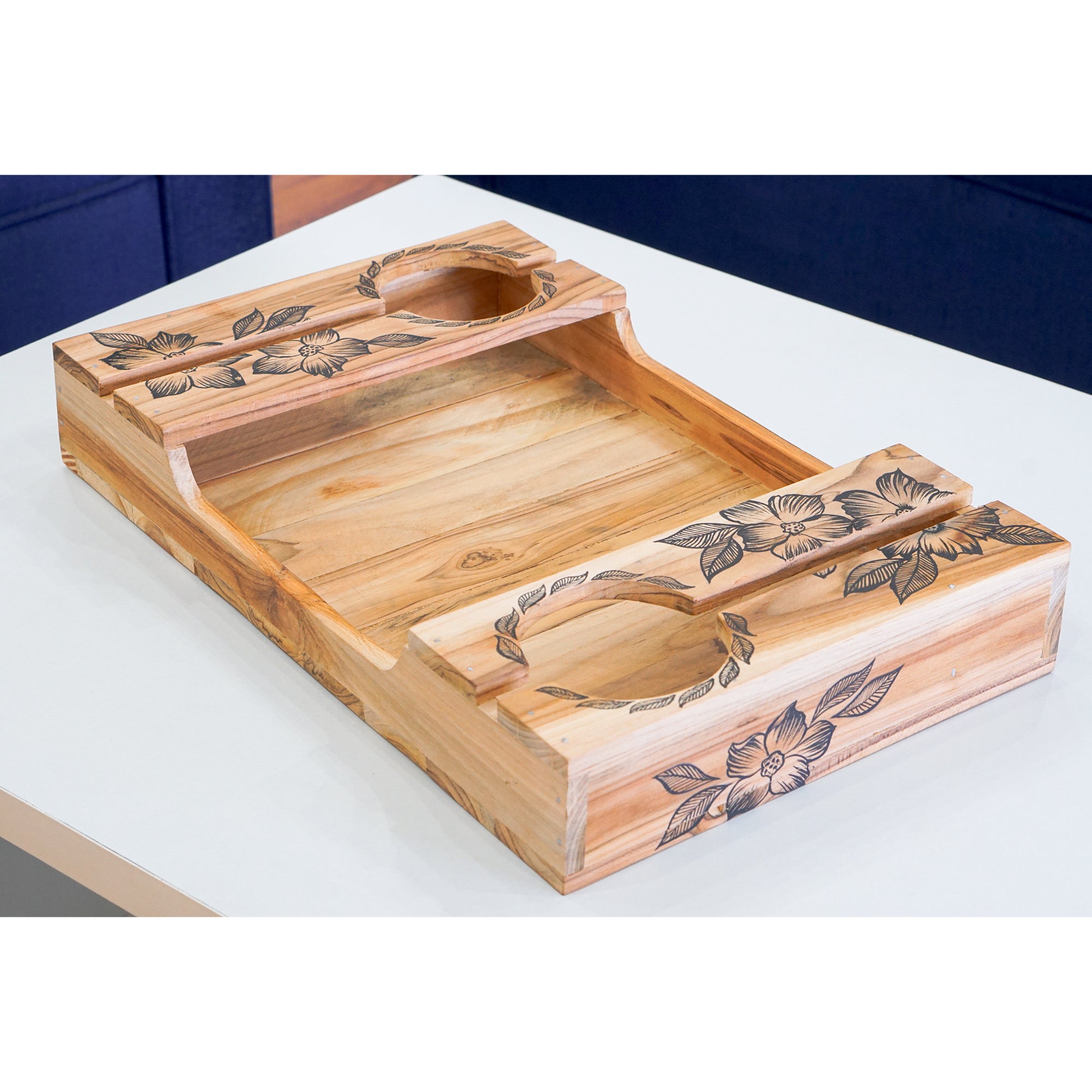 Fiorenza – Elegant Floral Printed Couple Wine Serving Tray