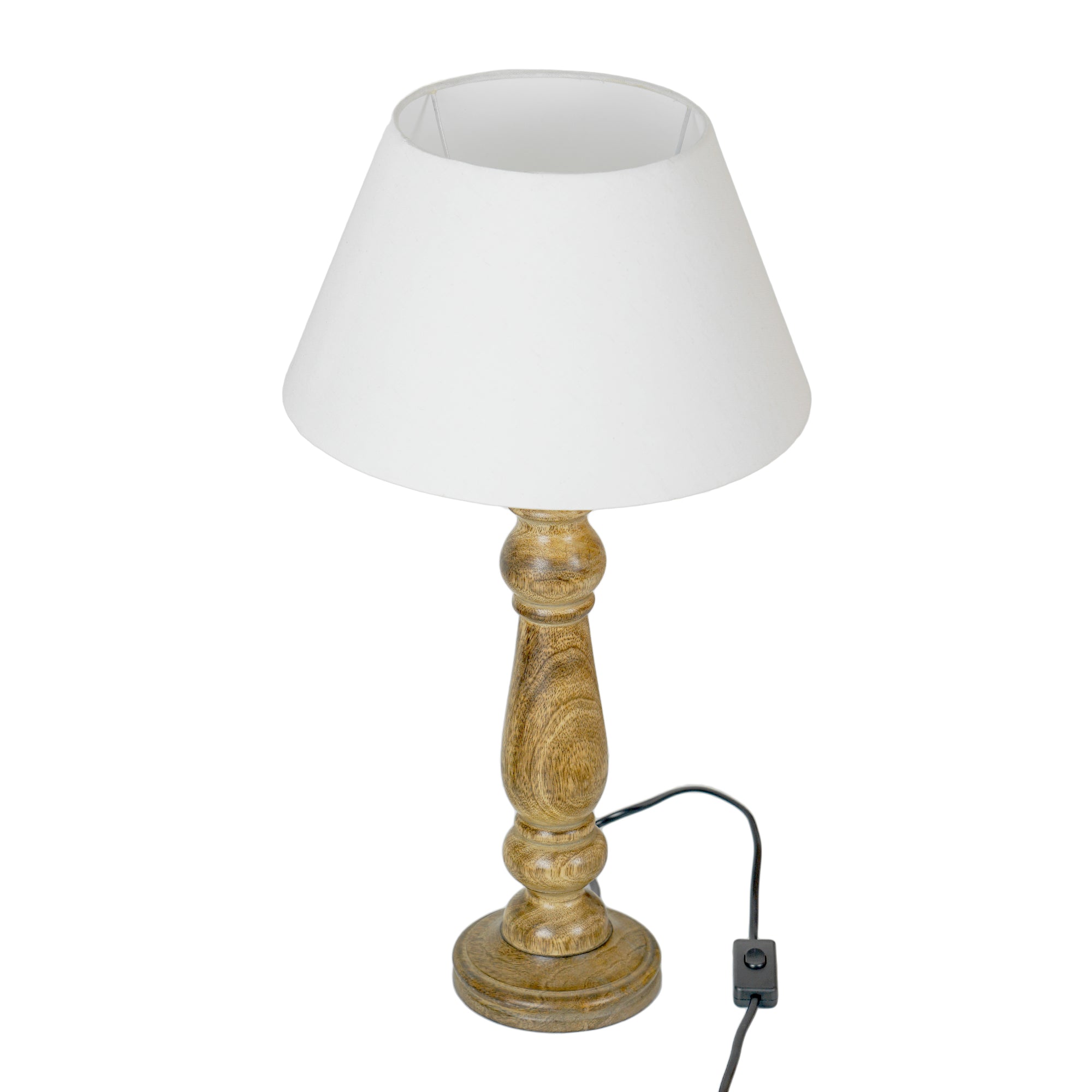 Lunera – Slim Wooden Table Lamp (Natural, Cotton Shade)