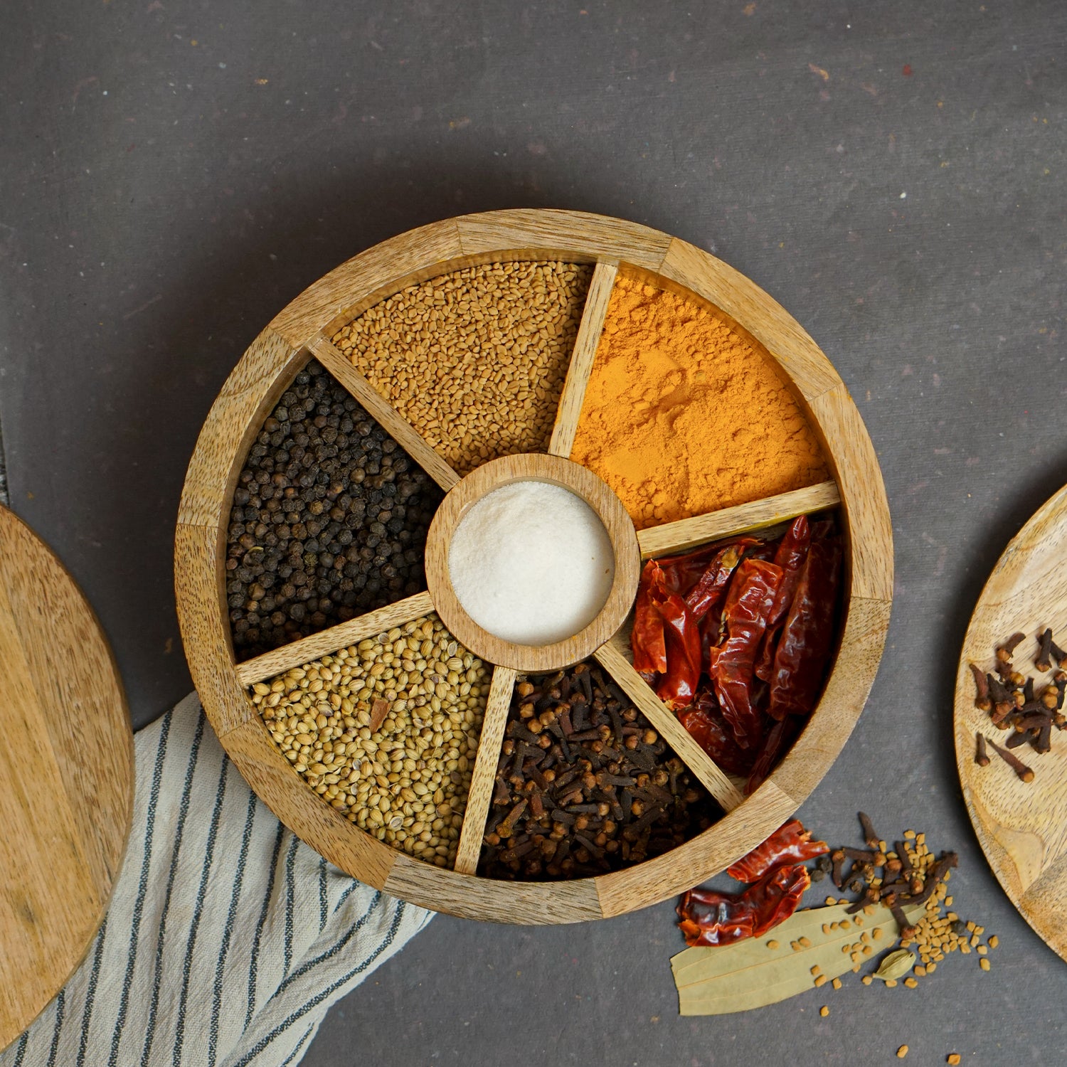 Isabella - Mango Wood Masala Box with Fix Compartment